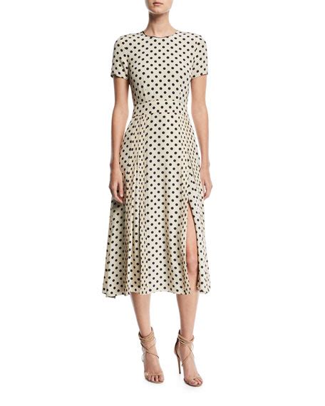 burberry short sleeve dotted long dress